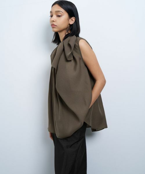 LANVIN en Bleu / ランバン オン ブルー シャツ・ブラウス | シアージョーゼットアシンメリボンブラウス | 詳細10