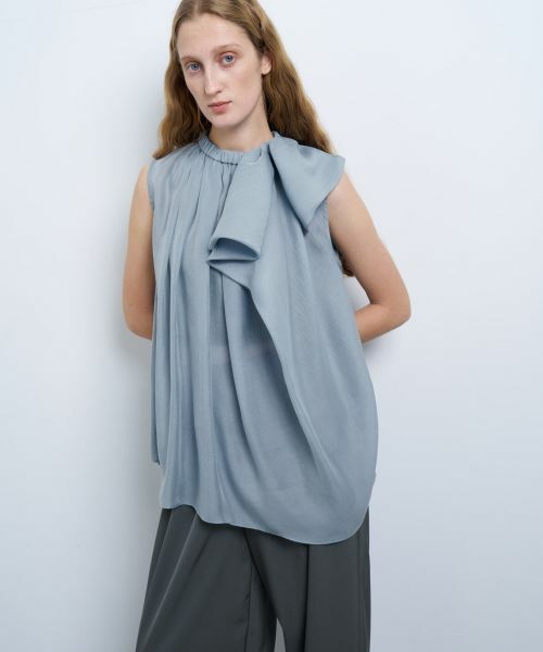 LANVIN en Bleu / ランバン オン ブルー シャツ・ブラウス | シアージョーゼットアシンメリボンブラウス | 詳細14