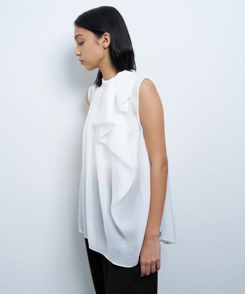 LANVIN en Bleu / ランバン オン ブルー シャツ・ブラウス | シアージョーゼットアシンメリボンブラウス | 詳細18