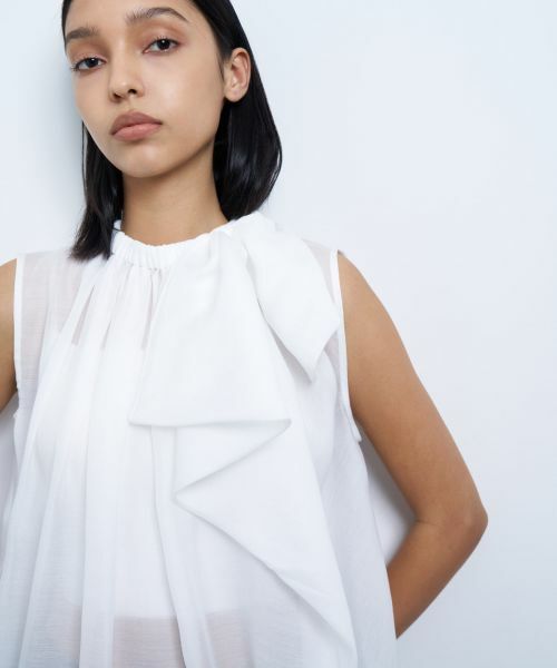 LANVIN en Bleu / ランバン オン ブルー シャツ・ブラウス | シアージョーゼットアシンメリボンブラウス | 詳細19