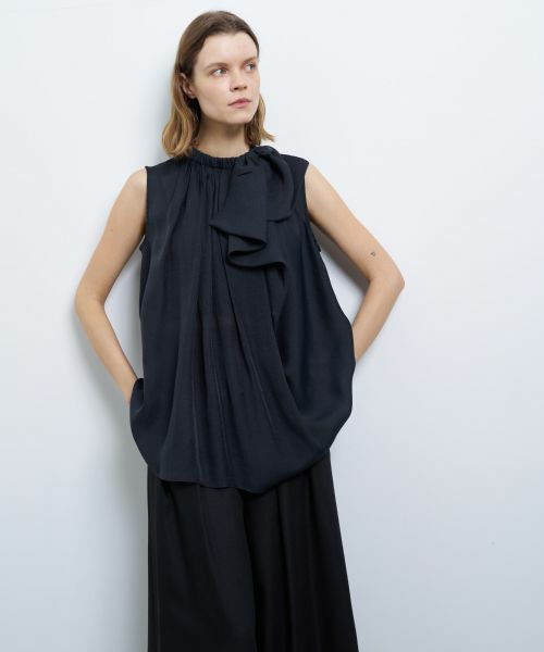 LANVIN en Bleu / ランバン オン ブルー シャツ・ブラウス | シアージョーゼットアシンメリボンブラウス | 詳細4