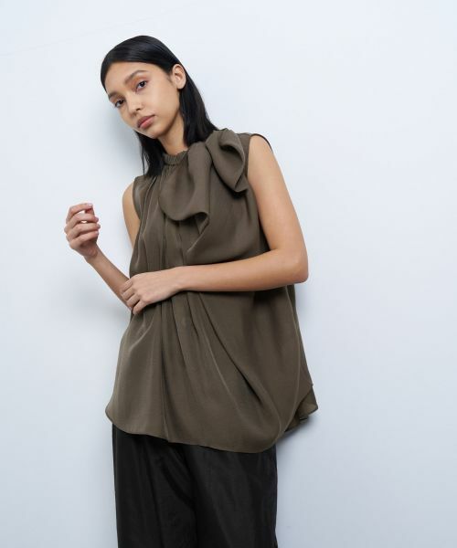 LANVIN en Bleu / ランバン オン ブルー シャツ・ブラウス | シアージョーゼットアシンメリボンブラウス | 詳細9