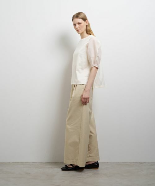 LANVIN en Bleu / ランバン オン ブルー Tシャツ | シアーコクーンスリーブコンビカットソー | 詳細10