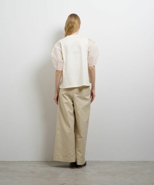 LANVIN en Bleu / ランバン オン ブルー Tシャツ | シアーコクーンスリーブコンビカットソー | 詳細11