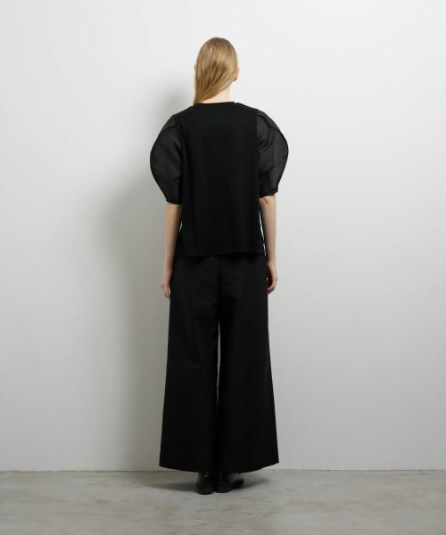 LANVIN en Bleu / ランバン オン ブルー Tシャツ | シアーコクーンスリーブコンビカットソー | 詳細18