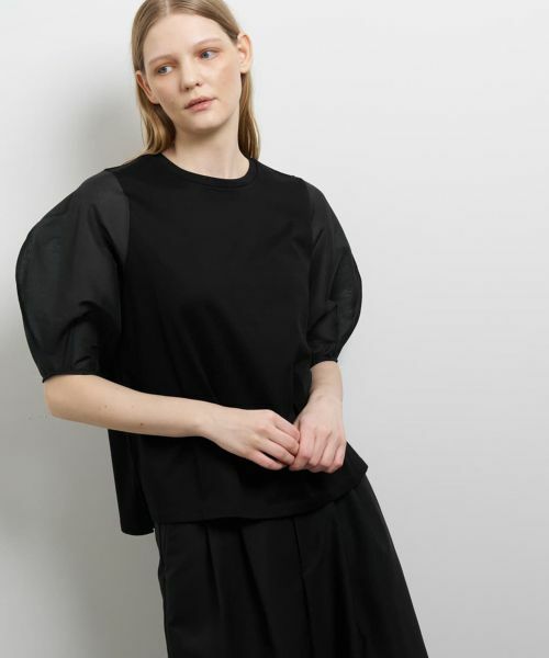 LANVIN en Bleu / ランバン オン ブルー Tシャツ | シアーコクーンスリーブコンビカットソー | 詳細19