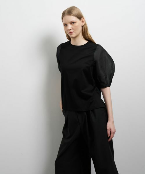 LANVIN en Bleu / ランバン オン ブルー Tシャツ | シアーコクーンスリーブコンビカットソー | 詳細20