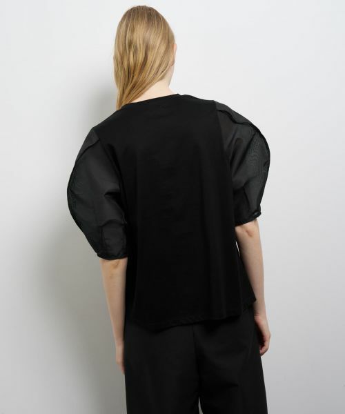 LANVIN en Bleu / ランバン オン ブルー Tシャツ | シアーコクーンスリーブコンビカットソー | 詳細21