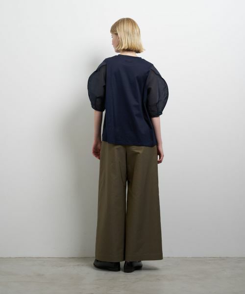 LANVIN en Bleu / ランバン オン ブルー Tシャツ | シアーコクーンスリーブコンビカットソー | 詳細3