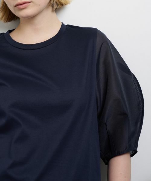 LANVIN en Bleu / ランバン オン ブルー Tシャツ | シアーコクーンスリーブコンビカットソー | 詳細7