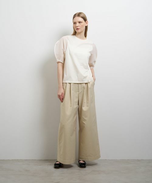 LANVIN en Bleu / ランバン オン ブルー Tシャツ | シアーコクーンスリーブコンビカットソー | 詳細9