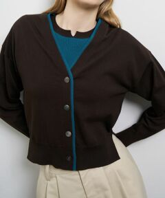 LANVIN en Bleu / ランバン オン ブルー カーディガン・ボレロ | カラーポイントVネックカーディガン