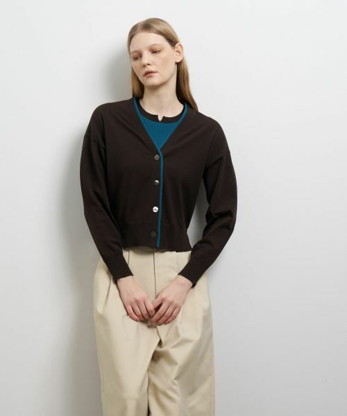 LANVIN en Bleu / ランバン オン ブルー カーディガン・ボレロ | カラーポイントVネックカーディガン | 詳細11