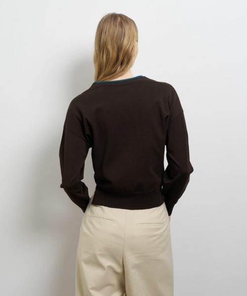 LANVIN en Bleu / ランバン オン ブルー カーディガン・ボレロ | カラーポイントVネックカーディガン | 詳細13