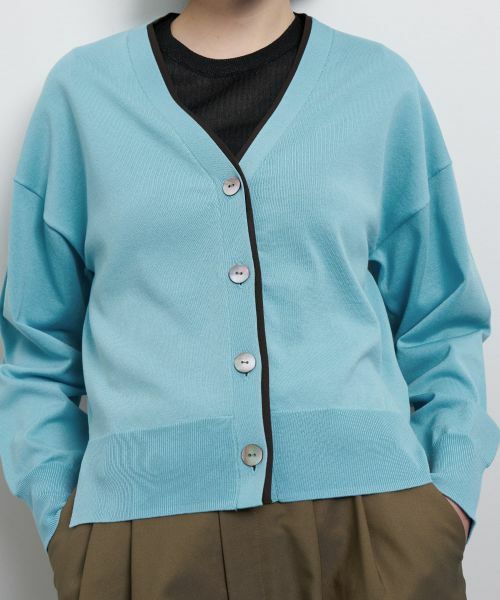 LANVIN en Bleu / ランバン オン ブルー カーディガン・ボレロ | カラーポイントVネックカーディガン | 詳細7