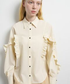 LANVIN en Bleu / ランバン オン ブルー シャツ・ブラウス | ポリエステルウール／デニムフリルブラウス