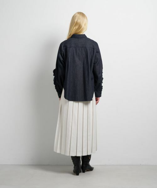 LANVIN en Bleu / ランバン オン ブルー シャツ・ブラウス | ポリエステルウール／デニムフリルブラウス | 詳細10