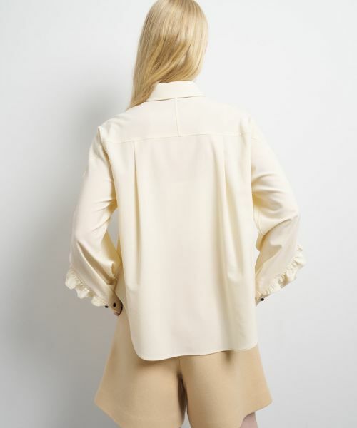 LANVIN en Bleu / ランバン オン ブルー シャツ・ブラウス | ポリエステルウール／デニムフリルブラウス | 詳細5