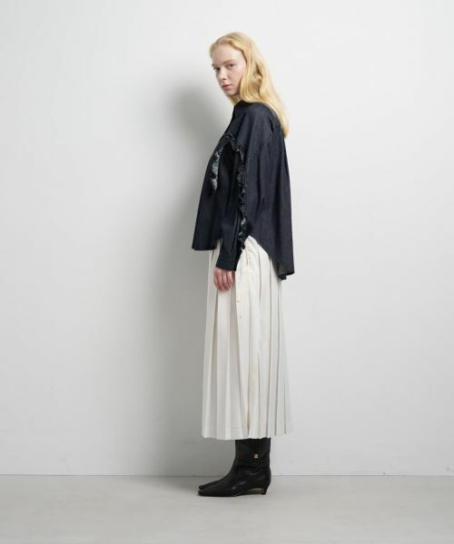 LANVIN en Bleu / ランバン オン ブルー シャツ・ブラウス | ポリエステルウール／デニムフリルブラウス | 詳細9