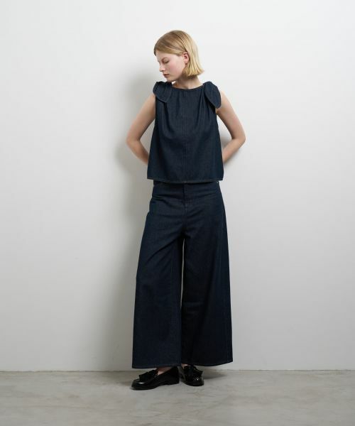 LANVIN en Bleu / ランバン オン ブルー シャツ・ブラウス | ショルダーリボンデニムブラウス | 詳細1