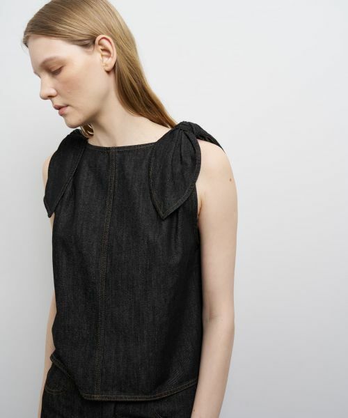 LANVIN en Bleu / ランバン オン ブルー シャツ・ブラウス | ショルダーリボンデニムブラウス | 詳細13