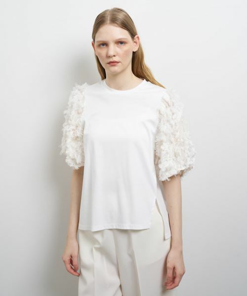 LANVIN en Bleu / ランバン オン ブルー Tシャツ | ロングカットジャガードコンビカットソー | 詳細1