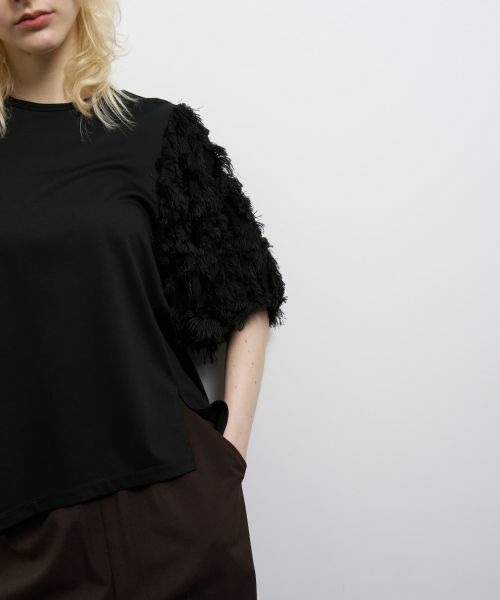 LANVIN en Bleu / ランバン オン ブルー Tシャツ | ロングカットジャガードコンビカットソー | 詳細17