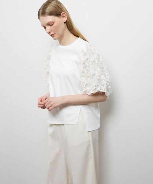 LANVIN en Bleu / ランバン オン ブルー Tシャツ | ロングカットジャガードコンビカットソー | 詳細2