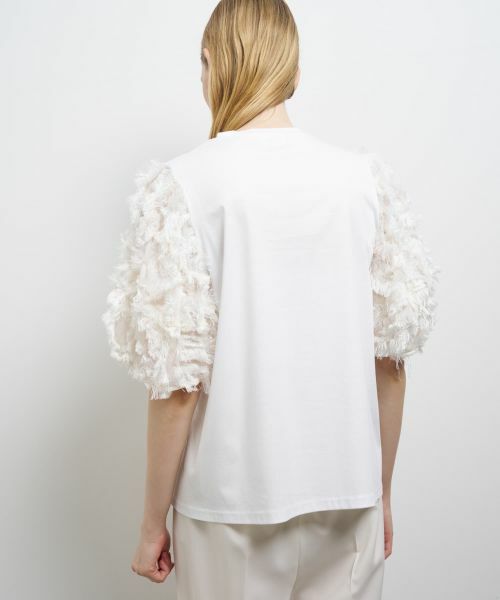 LANVIN en Bleu / ランバン オン ブルー Tシャツ | ロングカットジャガードコンビカットソー | 詳細3