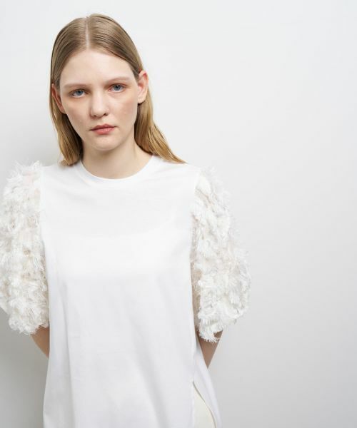 LANVIN en Bleu / ランバン オン ブルー Tシャツ | ロングカットジャガードコンビカットソー | 詳細7