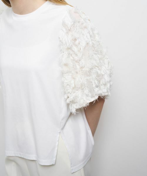 LANVIN en Bleu / ランバン オン ブルー Tシャツ | ロングカットジャガードコンビカットソー | 詳細8