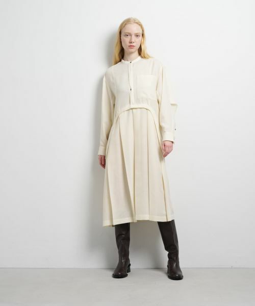 LANVIN en Bleu / ランバン オン ブルー ドレス | プリーツコンビシャツワンピース | 詳細8