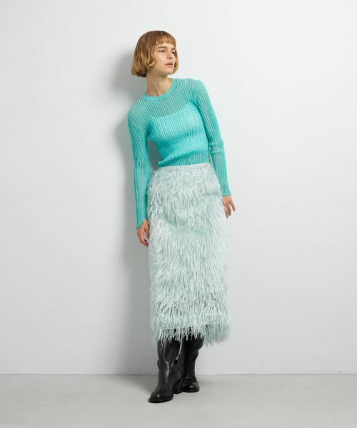 LANVIN en Bleu / ランバン オン ブルー ロング・マキシ丈スカート | フェザージャガードレイヤードスカート | 詳細1