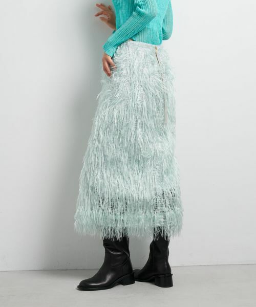 LANVIN en Bleu / ランバン オン ブルー ロング・マキシ丈スカート | フェザージャガードレイヤードスカート | 詳細4