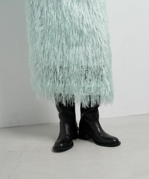 LANVIN en Bleu / ランバン オン ブルー ロング・マキシ丈スカート | フェザージャガードレイヤードスカート | 詳細5