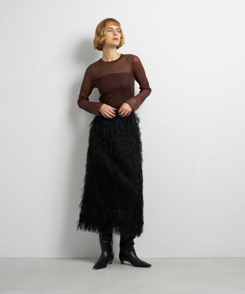 LANVIN en Bleu / ランバン オン ブルー ロング・マキシ丈スカート | フェザージャガードレイヤードスカート | 詳細6