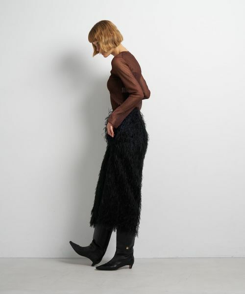 LANVIN en Bleu / ランバン オン ブルー ロング・マキシ丈スカート | フェザージャガードレイヤードスカート | 詳細7