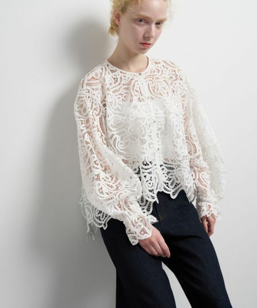 LANVIN en Bleu / ランバン オン ブルー シャツ・ブラウス | ケミカルレースフレアブラウス | 詳細10