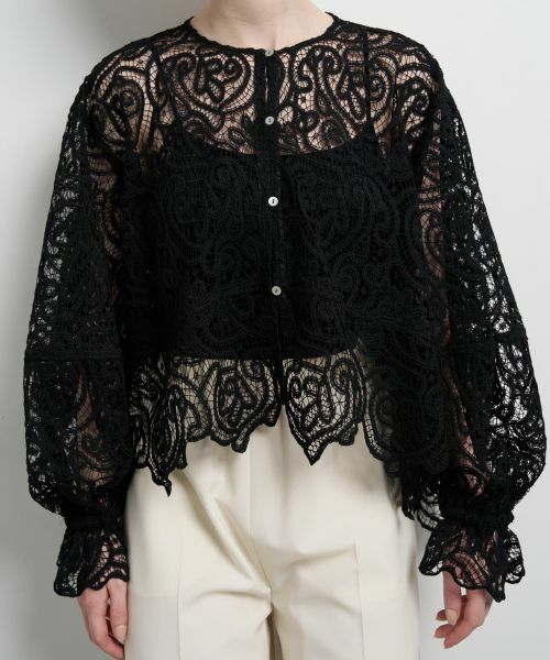 LANVIN en Bleu / ランバン オン ブルー シャツ・ブラウス | ケミカルレースフレアブラウス | 詳細6