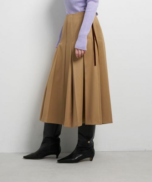 LANVIN en Bleu / ランバン オン ブルー ロング・マキシ丈スカート | カルゼステッチプリーツスカート | 詳細5