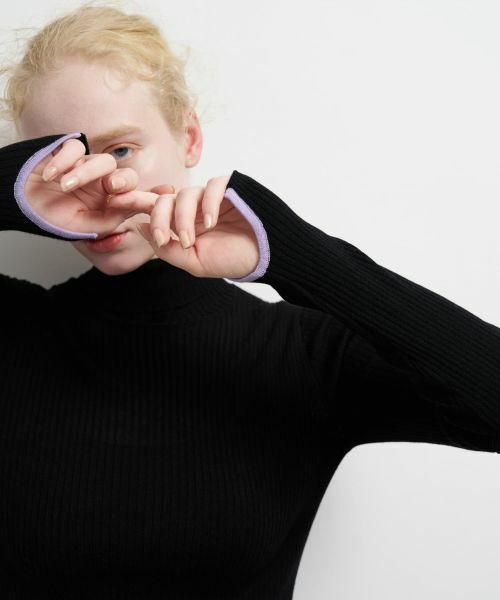 LANVIN en Bleu / ランバン オン ブルー ニット・セーター | カラーポイントリブタートル | 詳細7