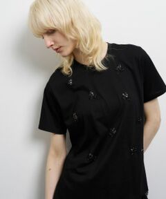 LANVIN en Bleu / ランバン オン ブルー Tシャツ | フラワービーズ刺繍Ｔシャツ