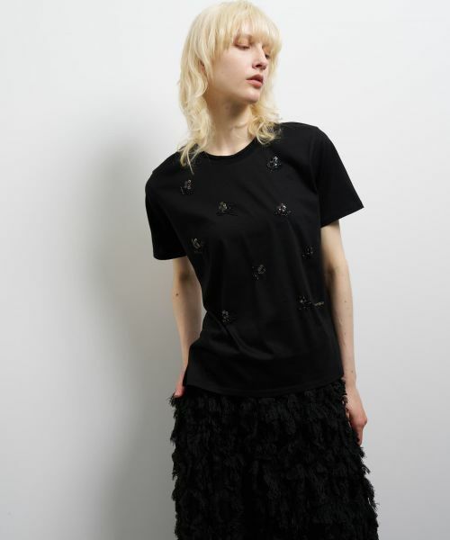 LANVIN en Bleu / ランバン オン ブルー Tシャツ | フラワービーズ刺繍Ｔシャツ | 詳細10