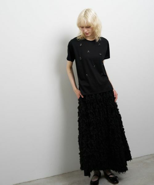 LANVIN en Bleu / ランバン オン ブルー Tシャツ | フラワービーズ刺繍Ｔシャツ | 詳細13