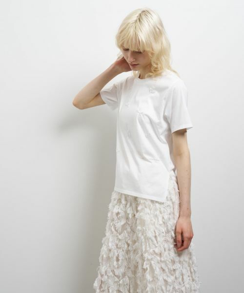 LANVIN en Bleu / ランバン オン ブルー Tシャツ | フラワービーズ刺繍Ｔシャツ | 詳細4