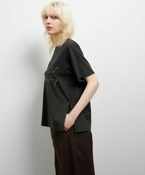 LANVIN en Bleu / ランバン オン ブルー Tシャツ | グログランテープロゴ刺繍Tシャツ | 詳細12