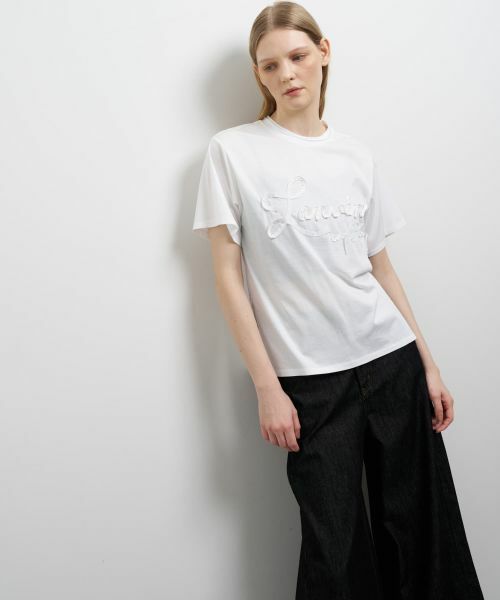 LANVIN en Bleu / ランバン オン ブルー Tシャツ | グログランテープロゴ刺繍Tシャツ | 詳細4