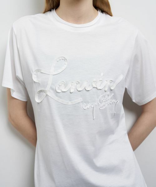 LANVIN en Bleu / ランバン オン ブルー Tシャツ | グログランテープロゴ刺繍Tシャツ | 詳細7