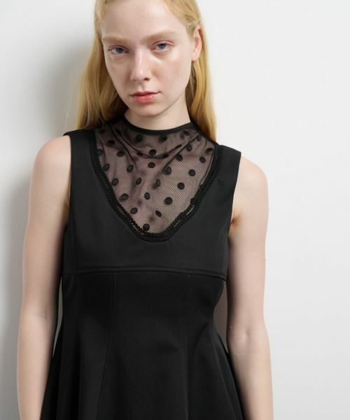 LANVIN en Bleu / ランバン オン ブルー ドレス | プリーツコンビマットサテンワンピース | 詳細10