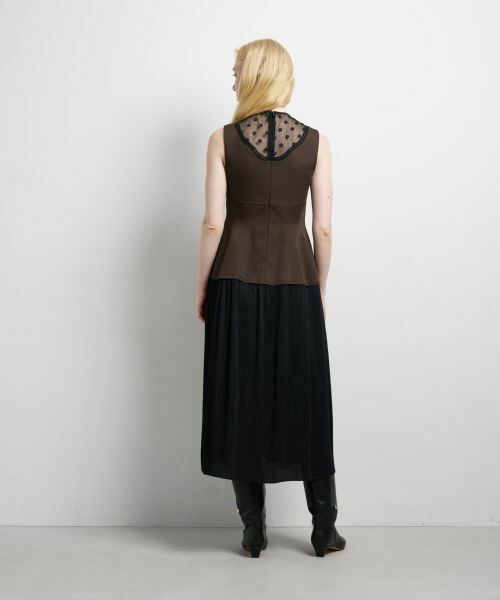 LANVIN en Bleu / ランバン オン ブルー ドレス | プリーツコンビマットサテンワンピース | 詳細3